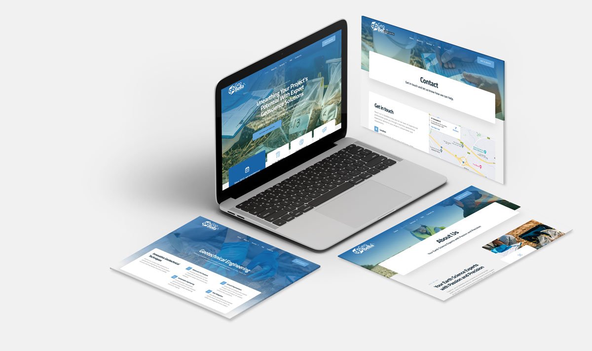 Geotechnical-and-Earth Science-Website-Design. Isometric-computer-screens